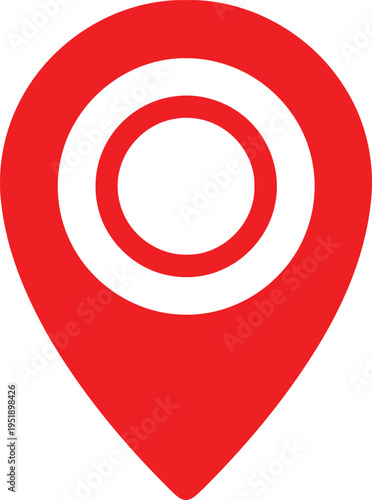 A vibrant red map marker icon featuring a clean white circular center on a plain white background Vector Free Download A vibrant red map marker icon featuring a clean white circular center on a plain white background Vector - GFXLoad