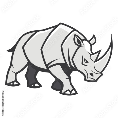 Geometric Rhino Logo Toughness Thick Outlines vector illustration