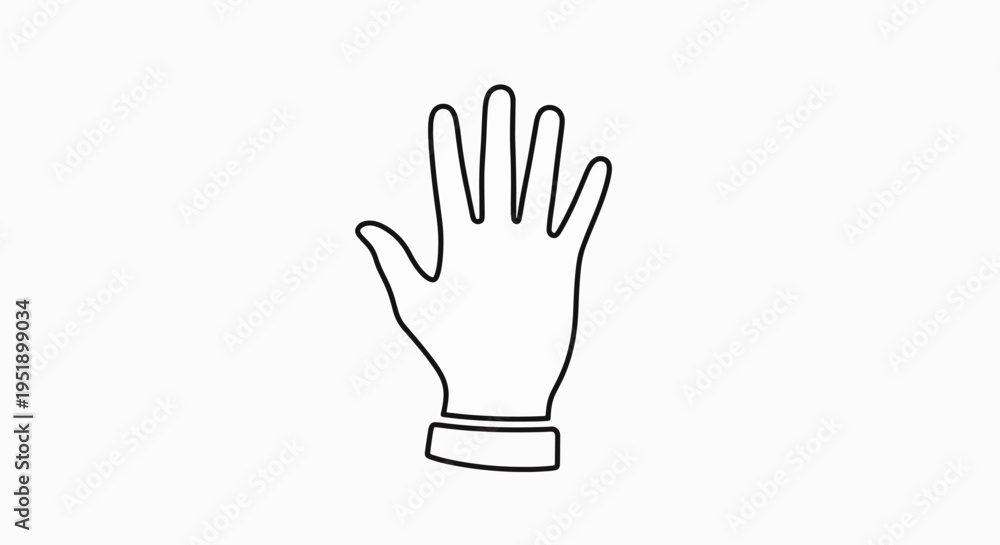 Obraz premium Artistic Line Drawing of a Human Hand with Extended Fingers Representing a Gesture of Greeting or Connection in Graphic Style Ideal for Communication and Awareness Messages with Visual Clarity