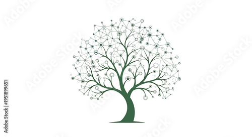 Vector tree icon with green branches and leaves