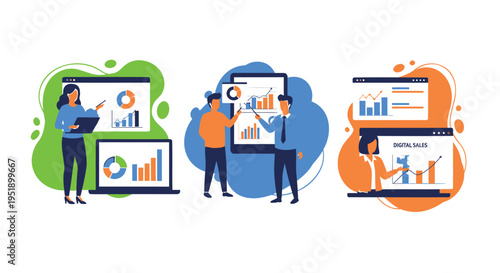 Set of 3 business infographic elements vector