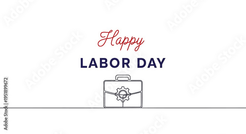 Labor Day vector illustration with briefcase and text