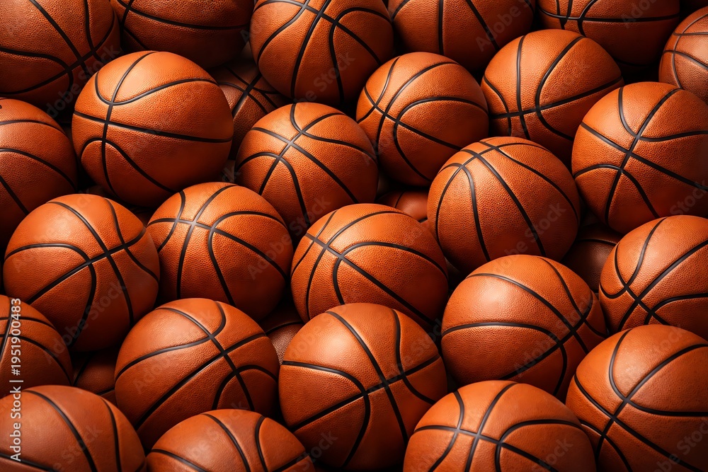 Obraz premium A pile of brown leather basketballs