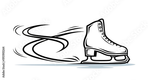 A vector graphic illustration of a moving ice skate in motion