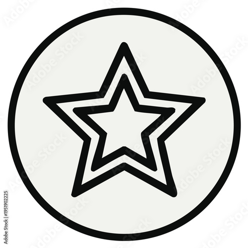 Outline of a Shining Star Encased in a Circular Frame for Symbolism or Visual Emphasis