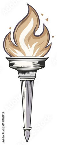 Classic Torch with Flickering Flames and Sparks