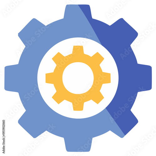 Gears Interlocking Mechanics Blue and Yellow Illustration Process Technology System Industry