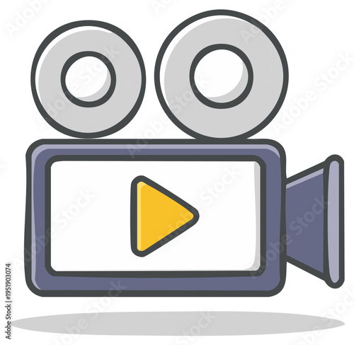 Retro Video Camera Icon with Play Button Media Creation Film Production Technology Old School Movie Projector Design