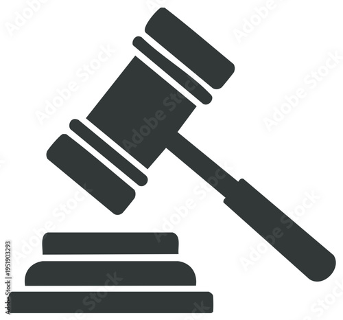 Gavel icon on wooden block for legal and judicial concepts