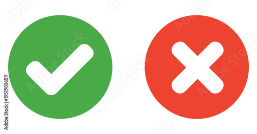 Correct Incorrect Icons Right Wrong Checkmark Cross Validation Approval Reject Symbol Yes No Decision Feedback Vector Illustration Isolated