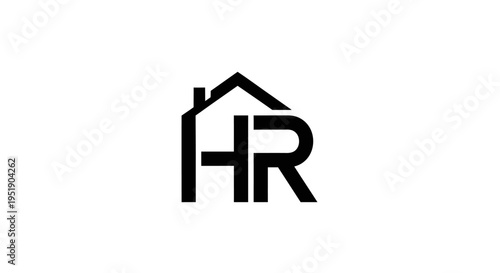 Human Resources and Real Estate Home Logo with HR Letters on an isolated white background.