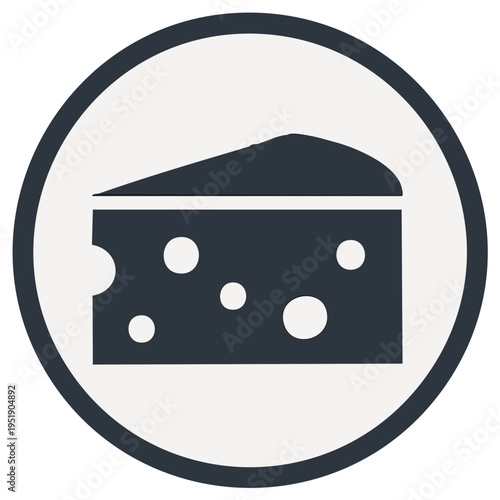Cheese wedge icon inside a circle, vector art, food symbol, dairy product