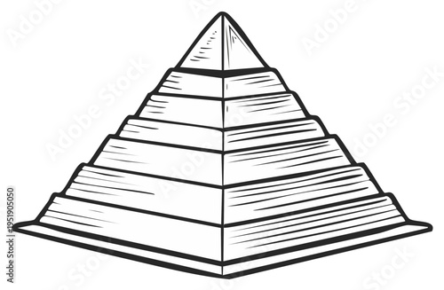 Hand Drawn Step Pyramid Illustration Ancient Monument Architecture Symbol