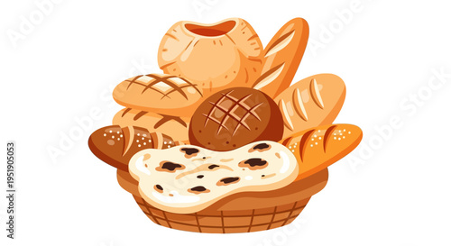 Freshly baked bread in basket.