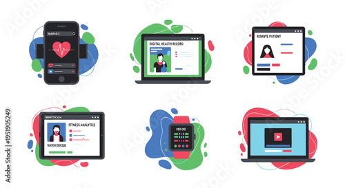 Set of 6 social media icons vector