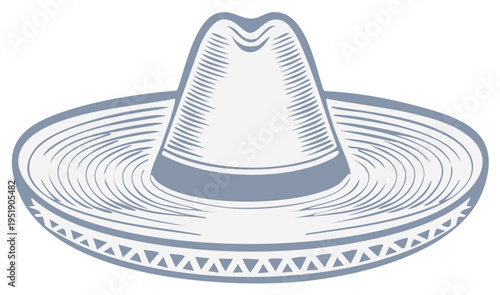 Traditional Mexican Sombrero Hat Artistic Illustration With Decorative Pattern