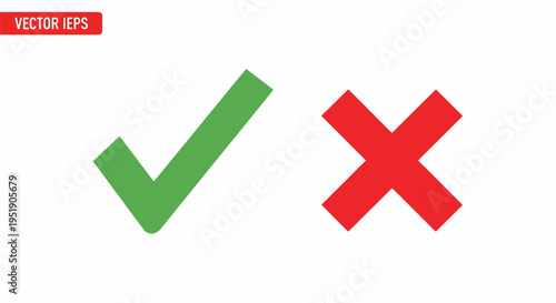 Visual Confirmation Icons Green Tick and Red Cross Symbols to Represent Approval and Rejection Representing Completion and Decision Making Useful in a Variety of Digital Applications