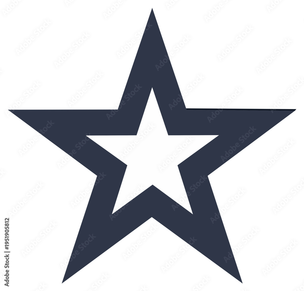 Fototapeta premium Simple dark outline star graphic with central white star design for award, celebration, achievement concept