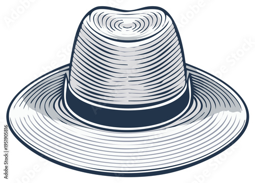 Stylish fedora hat illustration, vintage art, classic headwear design