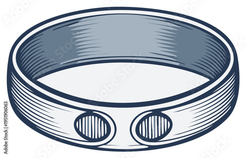 Illustration of a simple wedding band with classic engraving style