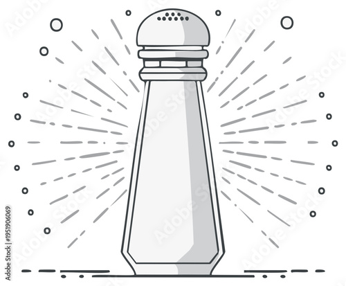 Illustration of a salt shaker with radiating lines and graphic style