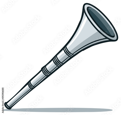 Cartoon vuvuzela horn isolated on white, symbol of football fans and celebration