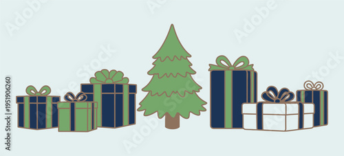 Christmas tree surrounded by wrapped gifts