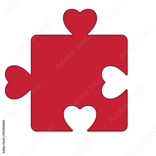 Red heart puzzle piece symbolizing love, unity, connection, compatibility