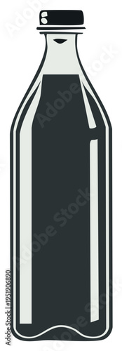 Stylized illustration of a filled glass bottle with a black cap
