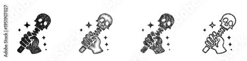 Sketch necromancy spell icon design set
