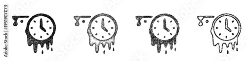 Sketch time slow spell icon design set