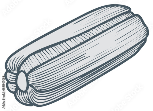 Detailed illustration of a stylized corn husk tamale, traditional Latin American food, with textured lines