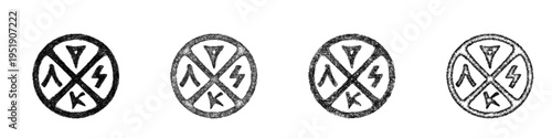 Sketch rune spell icon design set