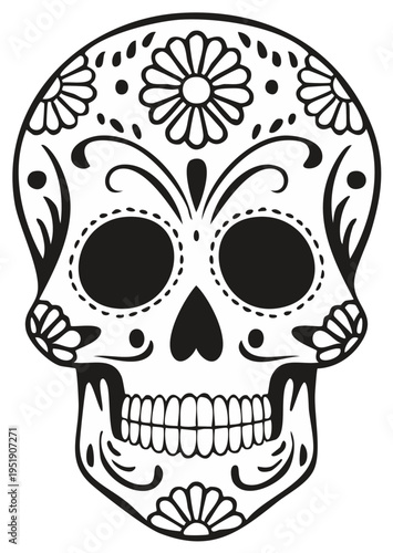 Ornate Sugar Skull Design Festive Dia de los Muertos Celebration