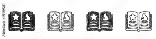 Sketch spell book icon design set