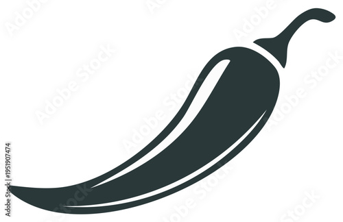 Dark Silhouette of a Single Spicy Chili Pepper Icon Isolated