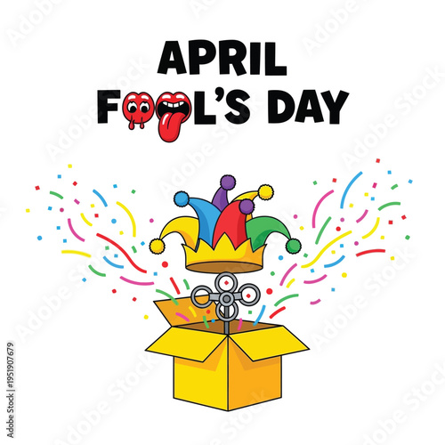 April fools' day celebration with jester hat