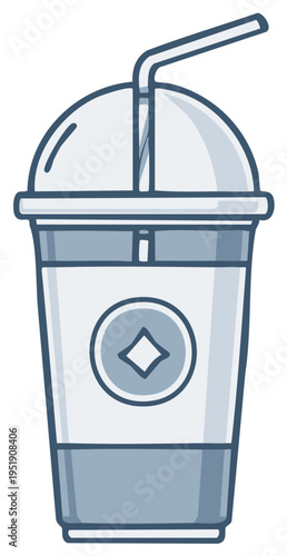 Refreshing Cold Beverage in a Transparent To-Go Cup with a Curved Straw and Dome Lid