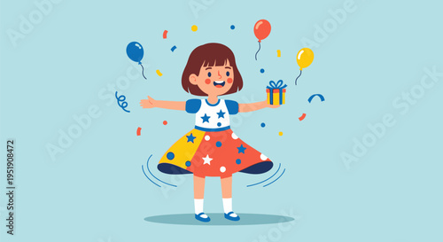 Happy little girl celebrating birthday.