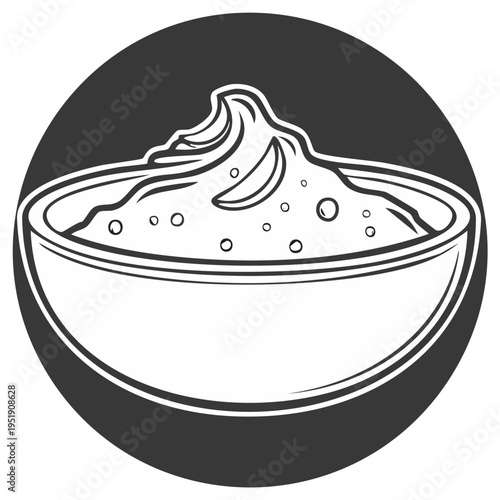 Creamy Dip in Bowl Vector Art: Delicious Culinary Icon for Web, Print, and Food Design Projects