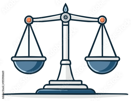 Justice Scales Icon in Cartoon Style