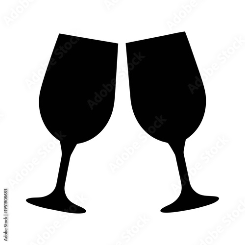 Two wine glasses toasting vector illustration for celebration party cheers drink alcohol beverage
