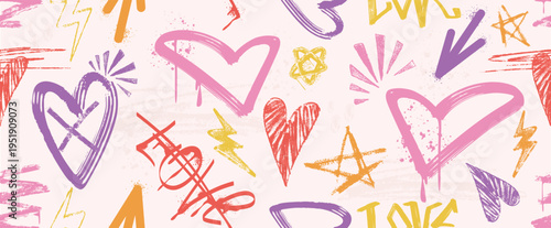 Graffiti Spray Paint Hearts Pattern