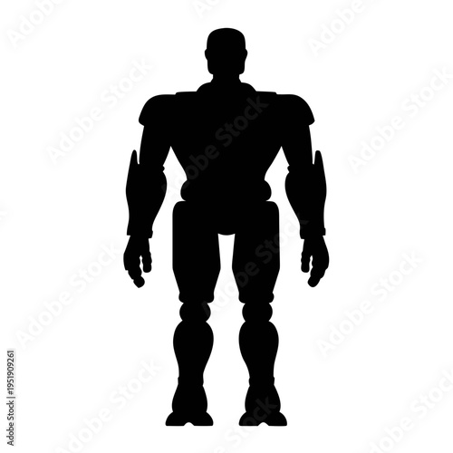 Silhouette of robot android futuristic ai artificial intelligence machine learning concept design