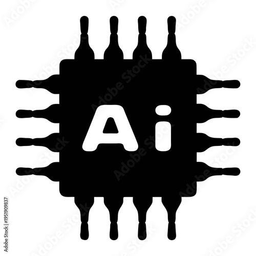 Ai artificial intelligence chip technology innovation machine learning neural network design concept vector