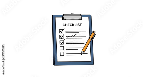 Checklist on Clipboard with Pen - Task Management and Organization.