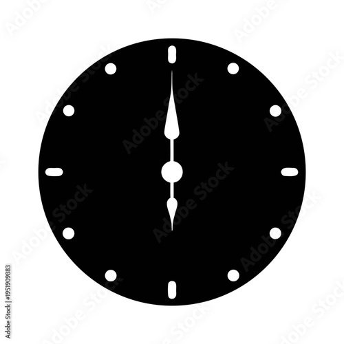 Clock face showing midnight or noon time vector illustration timekeeping design element