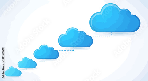 Cloud computing concept with blue clouds.