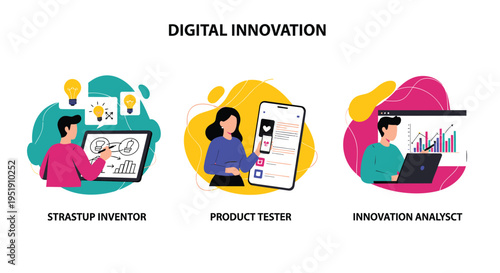 Set of 3 digital innovation icons vector