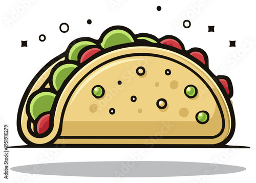 Delicious cartoon taco with vibrant fillings